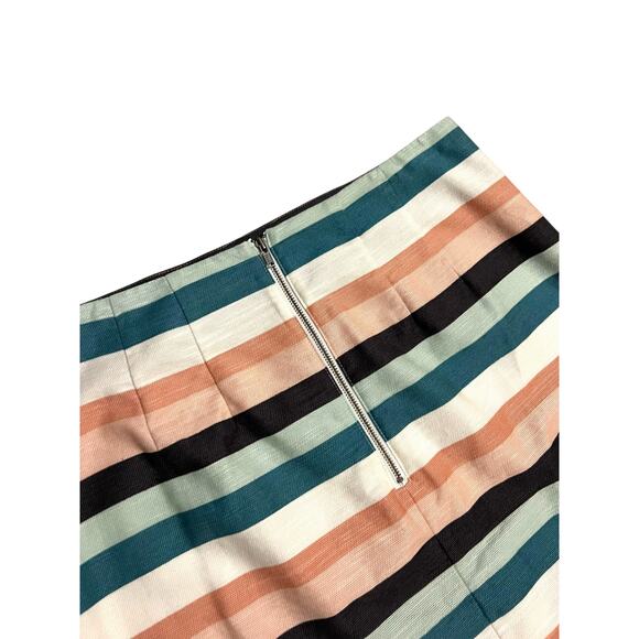 Loft Striped Easter Pastel Pinks, Greens Lined Short Mini Straight Skirt Size 4 - Picture 5 of 9